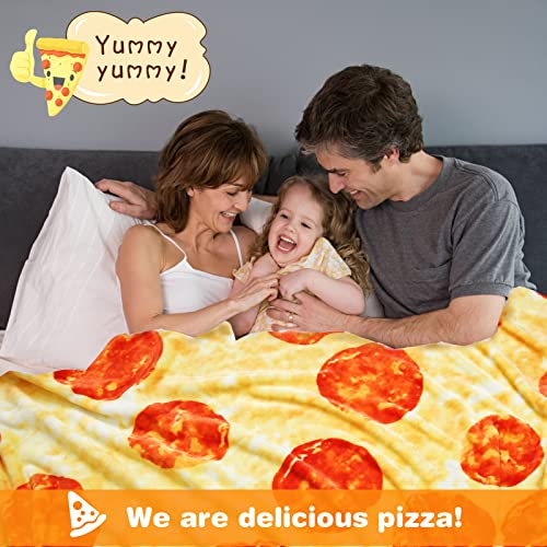Bistee Pizza Blanket Double Sided 60 inches, Throw Blanket for Couch, Novelty Realistic Funny Gift Food Blanket for Kids and Adult, 285 GSM Soft Comfortable Flannel Taco Blanket for Picnic/Travel/Home