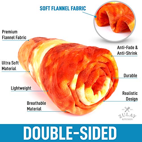 Zulay (60 Inch) Giant Pepperoni Pizza Blanket - Novelty Big Pizza Blanket Adult and Kids - Premium Soft Flannel Round Pepperoni Blanket for Indoors, Outdoors, Travel, Home and More