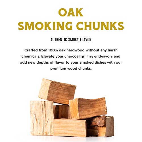 Fire & Flavor Premium All-Natural Oak Wood Smoking Chunks, Sweet, Moderately Smoky Flavor for Use with Ribs, Pork, Brisket, Almost All Meats & Seafoods
