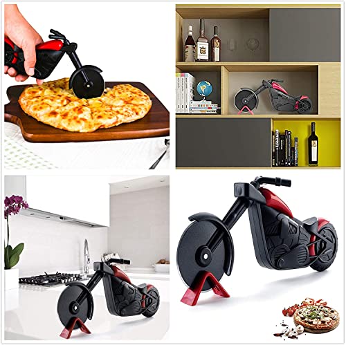 Pizza Cutter,Quality Stainless Steel Motorcycle Pizza Cutter Wheel,Super Sharp Pizza Slicer Cutter Wheel With Non Slip Ergonomic Handle,Fun Pizza Cutter For Christmas Holiday Gift