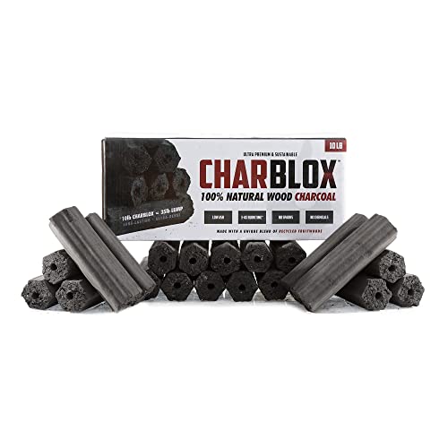 CHARBLOX Ultra Premium Grilling Charcoal Logs - 100% Natural, Lasts 5 Hours, Sustainable, for Grilling/BBQ/Smoker/Big Green Egg/Kamado/Ceramic Grill/Weber/Yakitori, Thai/Binchotan Alternative (10LB)