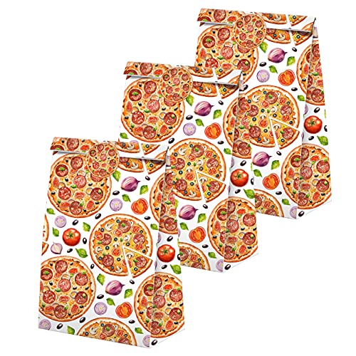 Pizza Party Favors Candy Bags with Stickers - Pizza Goodie Gift Treat Bags - Pizza Themed Birthday Party Supplies