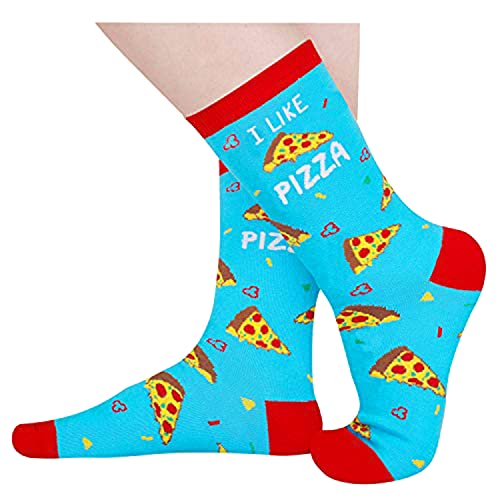 HAPPYPOP Funny Pizza Socks Women, Pizza Gifts For Pizza Lovers, Pizza Themed Gifts, Blue