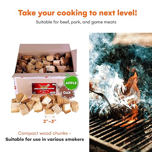 Zorestar Oak Smoker Wood Chunks, BBQ Cooking Natural Wood Chunks for All Smokers, 15-20 lbs