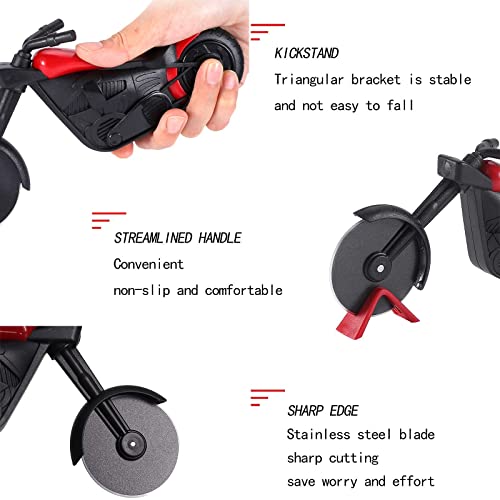 Pizza Cutter,Quality Stainless Steel Motorcycle Pizza Cutter Wheel,Super Sharp Pizza Slicer Cutter Wheel With Non Slip Ergonomic Handle,Fun Pizza Cutter For Christmas Holiday Gift
