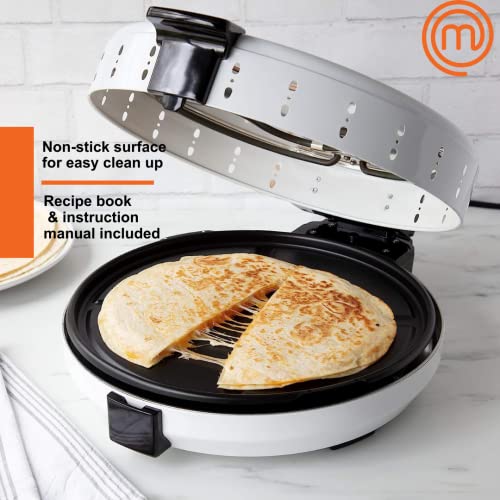 MasterChef Pizza Maker- Electric Rotating 12 Inch Non-stick Calzone Cooker - Countertop TableTop Oven Pizza Pie and Quesadilla Oven w Adjustable Temperature Control, Holiday Birthday Christmas Gift