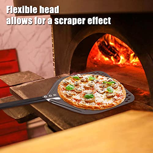 SHANGPEIXUAN PizzaTurning Peel 9 Inch Perforated Pizza Peel and Pizza Brush Ash Rake 4 Piece Wood Fired Commercial Pizza Oven Utensil Kit with 40-Inch Aluminum Handle …