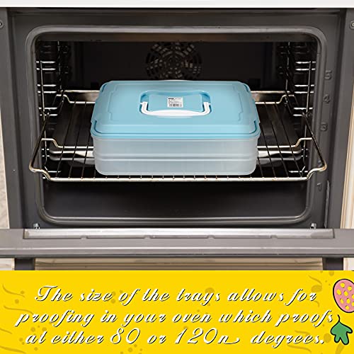 Tioncy Dough Proofing Box Double Layers with Lid Pizza Dough Proofing Tray Translucent Box with Cover Dough Tray Food Storage Box Container for Home Kitchen Restaurant, 13 x 8.3 Inches (Blue)