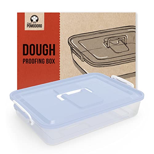 Chef Pomodoro Pizza Dough Proofing Box, 14 x 11-Inch, Pizza Dough Container, Fits 4-6 Dough Balls, Household Pizza Dough Tray With Convenient Carry Handle (Blue)