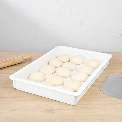 26 x 18 x 3 Inch Proofing Box, 1 Rectangle Dough Box - Stackable, Dishwashable, White Plastic Pizza Dough Boxes, Durable, Lids Sold Separately