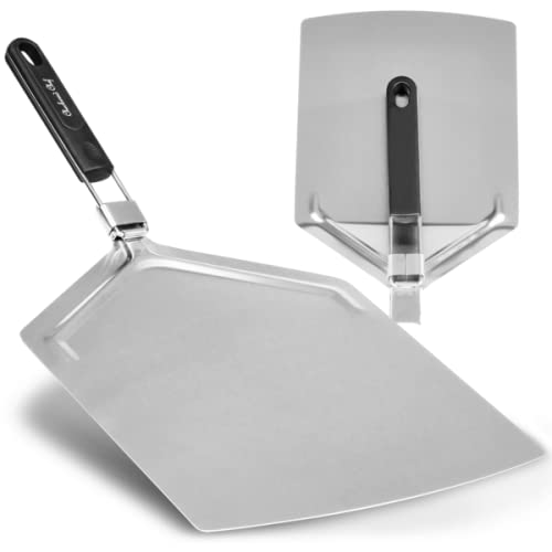 Checkered Chef Pizza Paddle - Large Stainless Steel Peel w/ Folding Handle - 13 Inch x 15 Inch