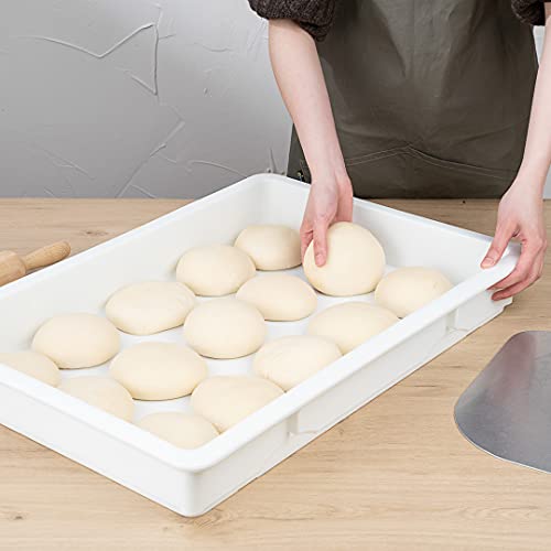 26 x 18 x 3 Inch Proofing Box, 1 Rectangle Dough Box - Stackable, Dishwashable, White Plastic Pizza Dough Boxes, Durable, Lids Sold Separately