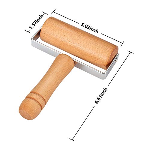 Wood Pastry Pizza Roller, 2 Pieces Non Stick Wooden Rolling Pin Time-Saver Pizza Dough Roller for Home Kitchen Baking Cooking
