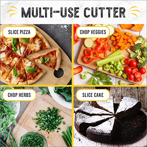 Checkered Chef Pizza Cutter - Sharp Stainless Steel Rocker Knife w/ Plastic Blade Sheath - Dishwasher Safe - 14 Inch