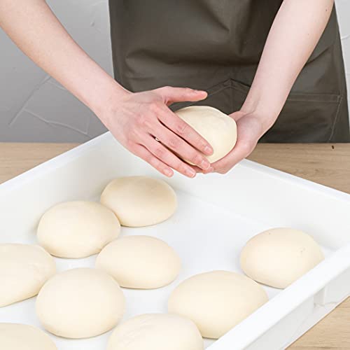 26 x 18 x 3 Inch Proofing Box, 1 Rectangle Dough Box - Stackable, Dishwashable, White Plastic Pizza Dough Boxes, Durable, Lids Sold Separately