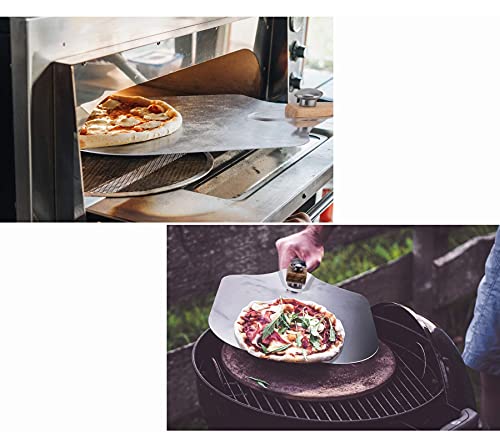 Pizza Peel with Sharp Pizza Cutter, LX LERMX Aluminum Metal Pizza Peel with Foldable Wood Handle & Sharp Slicer Knife, Pizza Paddle for Easy Storage to Baking & Slicing Homemade Pizza Bread Pie Pastry