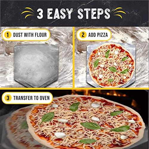Checkered Chef Pizza Paddle - Large Stainless Steel Peel w/ Folding Handle - 13 Inch x 15 Inch