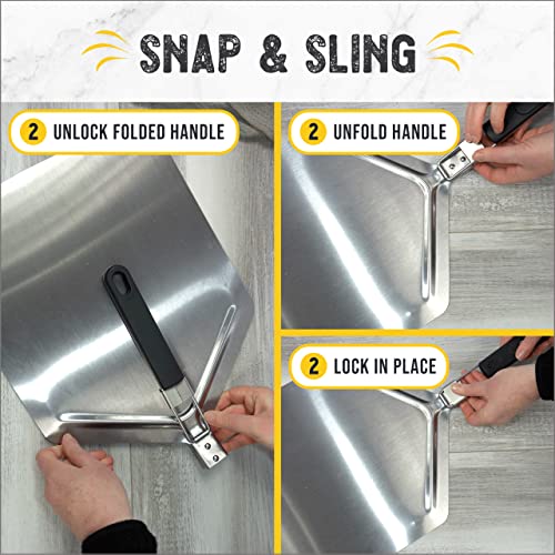 Checkered Chef Pizza Paddle - Large Stainless Steel Peel w/ Folding Handle - 13 Inch x 15 Inch