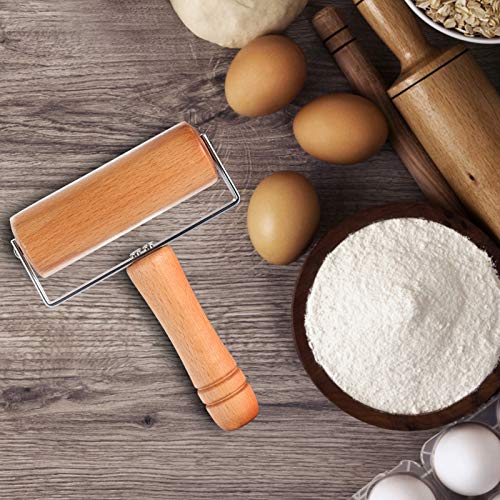 Wood Pastry Pizza Roller, 2 Pieces Non Stick Wooden Rolling Pin Time-Saver Pizza Dough Roller for Home Kitchen Baking Cooking