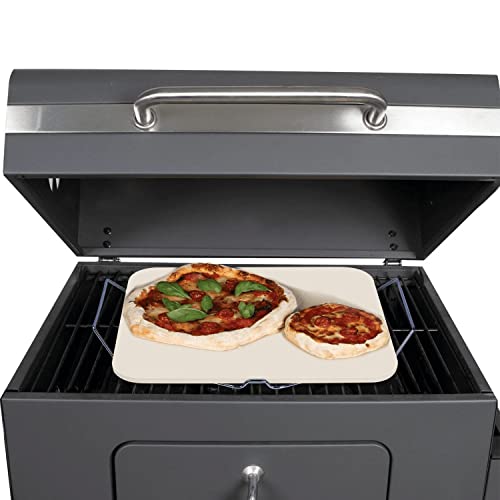 Pizza Stone for Oven and Grill, Rectangle Baking Stone 15 x 12 Inch with Free Pizza Cutter & Detachable Serving Rack, Safe Ceramic Cooking Stone for Crisp Crust Pizza Bread Cookie and More