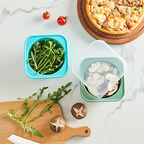 KEVJES Stackable Silicone Artisan Pizza Dough Proofing Proving Containers with Lids-3 pack-500ml portion (Green)