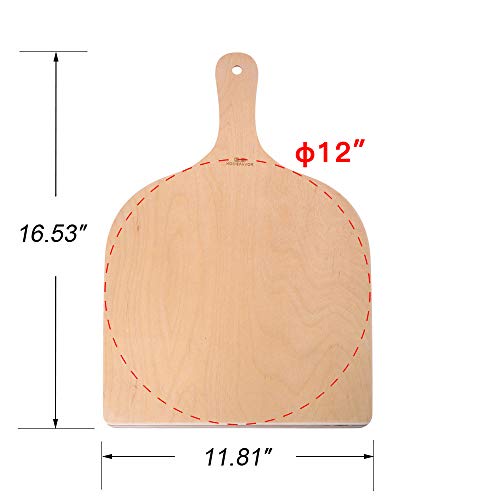 2-Piece Wood Pizza Peel, Large Pizza Paddle Set for Pizza stone,Oven or Grill, Pizza Spatula for Transferring Breads & Pizzas into and out of a Hot Oven Swiftly