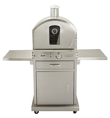 Summerset 'The Oven' Outdoor Freestanding Large Capacity Gas Oven with Pizza Stone, Smoker Box and Mobile Cart, 304 Stainless Steel Construction, Liquid Propane