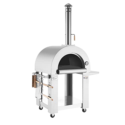 Empava 32.5" Wood Fired Pizza Oven Grill with Side Panel for Outdoor Kitchen in Stainless Steel