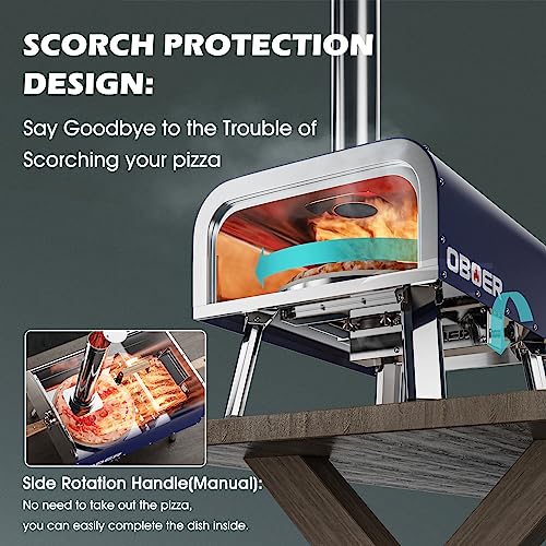 Portable Pizza Oven 13",Propane & Wood Fired Outdoor Pizza Oven,Stainless Steel 3-Layer Stainless Steel Oven with Gas Burner,Patio Pizza Maker with Foldable Legs,Pizza Stone,Pizza Cutter & Carry Bag