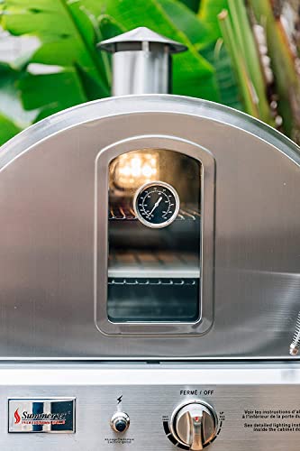 AMS | Summerset 'The Oven' Outdoor Freestanding Gas Oven with Pizza Stone, Smoker Box and Mobile Cart, 304 Stainless Steel, Liquid Propane| |FREE Tabletop Fire Pit (Liquid Propane)
