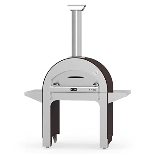 ALFA FX4PIZ-LRAM 4 Pizze Outdoor Stainless Steel Wood Fired Pizza Oven, Red