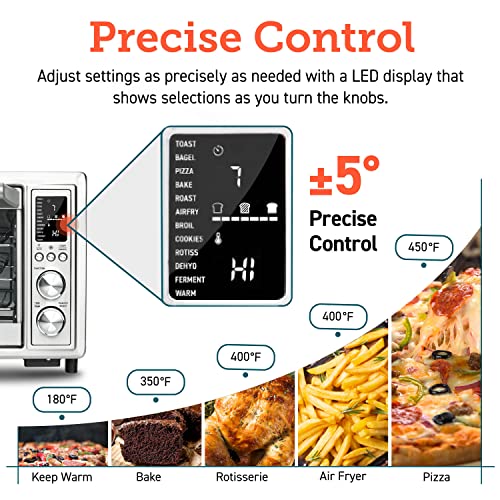 COSORI Air Fryer Toaster Oven, 12-in-1 Convection Ovens with Rotisserie & Dehydrator, Stainless Steel, 6-Slice Toast, 100 Recipes & 6 Accessories Included, Work with Alexa, CS130-AO