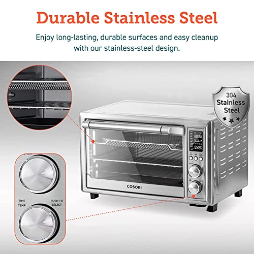 COSORI Air Fryer Toaster Oven, 12-in-1 Convection Ovens with Rotisserie & Dehydrator, Stainless Steel, 6-Slice Toast, 100 Recipes & 6 Accessories Included, Work with Alexa, CS130-AO