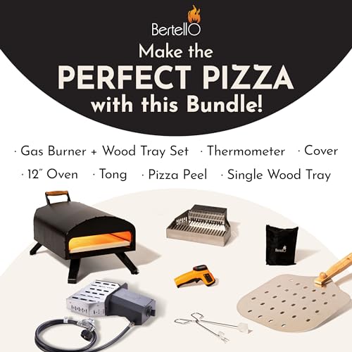 Bertello Outdoor Pizza Oven Everything Bundle - Gas, Wood & Charcoal Fired Outdoor Pizza Oven. Portable Pizza Oven AS SEEN ON SHARK TANK - PATENT PENDING