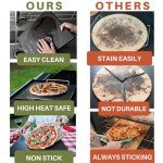Black Pizza Stone for Oven and Grill with Wood Pizza Peel & Pizza Cutter - Cordierite Baking Stone Ceramic Coated Stainless and Non-stick - Detachable Serving Handles - 15 inch x 12 inch Large