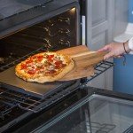 Black Pizza Stone for Oven and Grill with Wood Pizza Peel & Pizza Cutter - Cordierite Baking Stone Ceramic Coated Stainless and Non-stick - Detachable Serving Handles - 15 inch x 12 inch Large