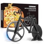 SCHVUBENR Bicycle Pizza Cutter Wheel - Gifts for Cyclists Men - Housewarming Christmas Gift - Bike Pizza Cutter - Funny Kitchen Gadget - Cool Men’s Gift - Stainless Steel Pizza Slicer(Black)