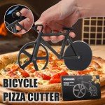 SCHVUBENR Bicycle Pizza Cutter Wheel - Gifts for Cyclists Men - Housewarming Christmas Gift - Bike Pizza Cutter - Funny Kitchen Gadget - Cool Men’s Gift - Stainless Steel Pizza Slicer(Black)