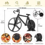 SCHVUBENR Bicycle Pizza Cutter Wheel - Gifts for Cyclists Men - Housewarming Christmas Gift - Bike Pizza Cutter - Funny Kitchen Gadget - Cool Men’s Gift - Stainless Steel Pizza Slicer(Black)