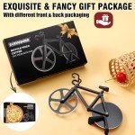 SCHVUBENR Bicycle Pizza Cutter Wheel - Gifts for Cyclists Men - Housewarming Christmas Gift - Bike Pizza Cutter - Funny Kitchen Gadget - Cool Men’s Gift - Stainless Steel Pizza Slicer(Black)