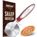 SCHVUBENR Premium Pizza Cutter - Stainless Steel Pizza Cutter Wheel - Easy to Cut and Clean - Super Sharp Pizza Slicer - Dishwasher Safe - Handles Large and Small Pizza - Corte De Pizza(Red)