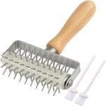 EVEDMOT Pizza Dough Docker Roller Stainless Steel, Pizza Pin Puncher Dough Hole Maker with Wood Handle, Docking Tool for Pizza Cookie Pie Pastry Bread