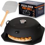 Geras Outdoor Pizza Oven for Grill Kit - Portable Pizza Oven For Outside with Pizza Stone, Pizza Peel and Thermometer – Home Backyard Pizza Maker for Most 18" Charcoal Grill, Gas Grill and Propane