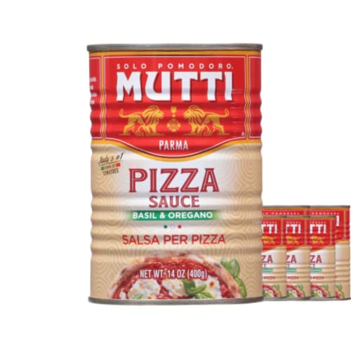 Mutti Pizza Sauce with Basil & Oregano, 14 oz. | 6 Pack | Italy’s #1 Brand of Tomatoes | Fresh Taste for Cooking | Canned Sauce | Vegan Friendly & Gluten Free | No Additives or Preservatives