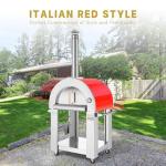 Empava 32.5" Wood Fired Pizza Oven Grill in Stainless Steel, Red