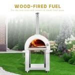 Empava 32.5" Wood Fired Pizza Oven Grill in Stainless Steel, Red