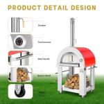 Empava 32.5" Wood Fired Pizza Oven Grill in Stainless Steel, Red