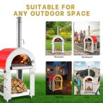 Empava 32.5" Wood Fired Pizza Oven Grill in Stainless Steel, Red