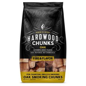 Fire & Flavor Premium All-Natural Oak Wood Smoking Chunks, Sweet, Moderately Smoky Flavor for Use with Ribs, Pork, Brisket, Almost All Meats & Seafoods