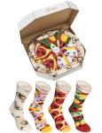 PIZZA SOCKS BOX 4 pairs MIX Vege Capriciosa Pepperoni Cotton Socks L Made In EU